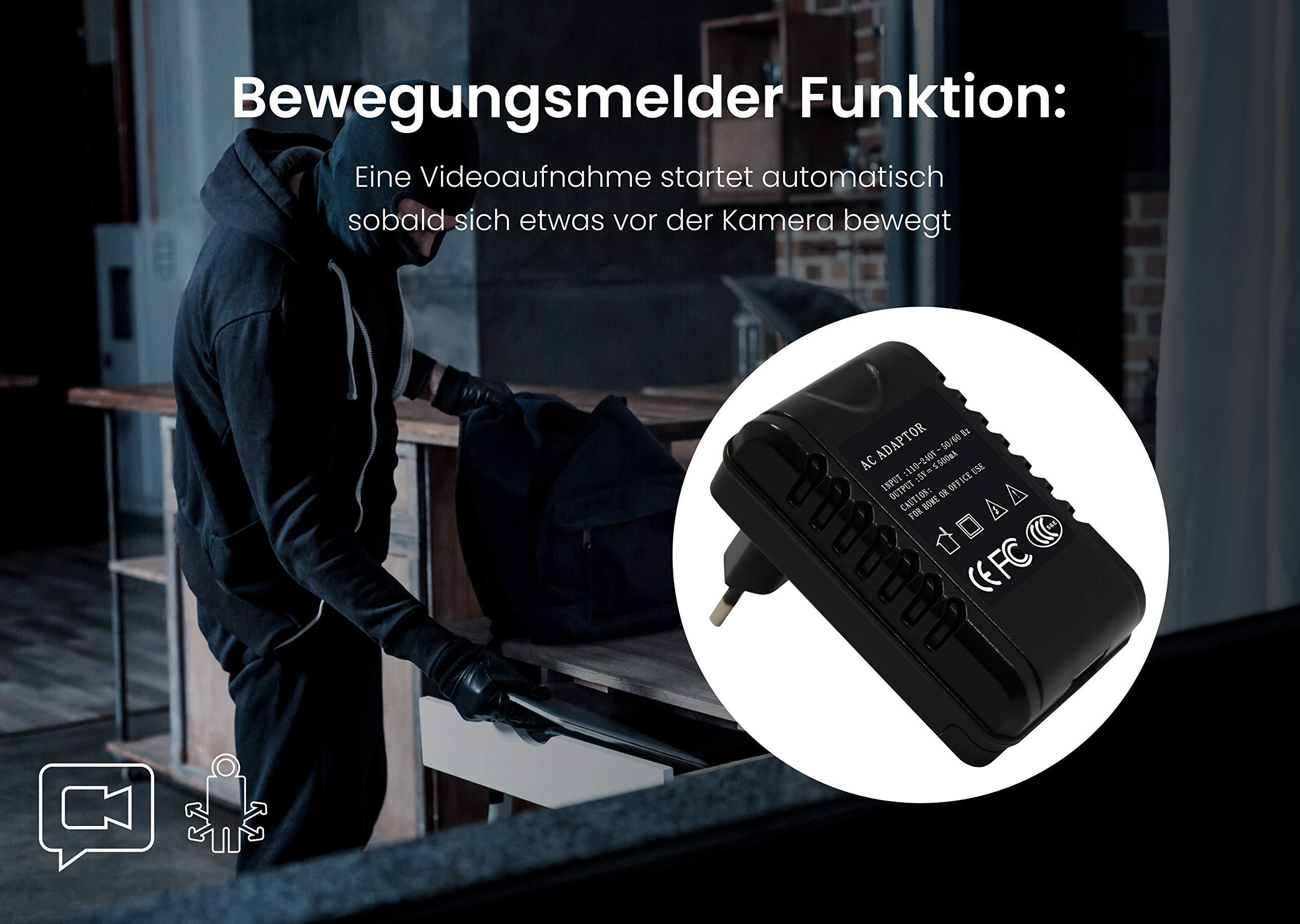 USB Charger Spy Camera HD 1080p Hidden Power Adapter Mini